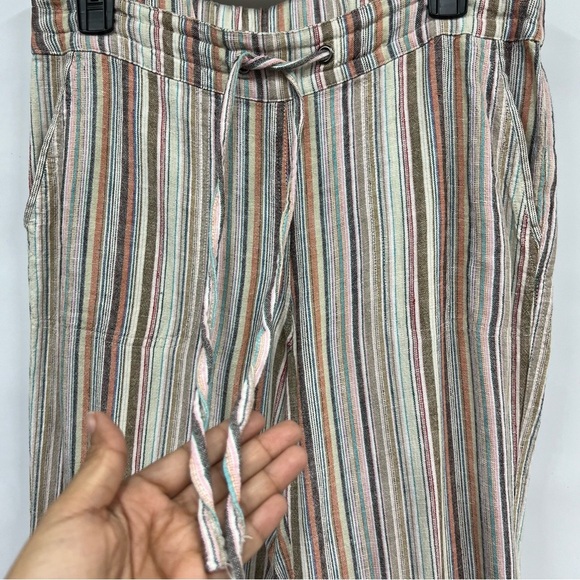For Cynthia Striped Linen blend Pants w/pockets  medium drawstring resort wear - Picture 4 of 11
